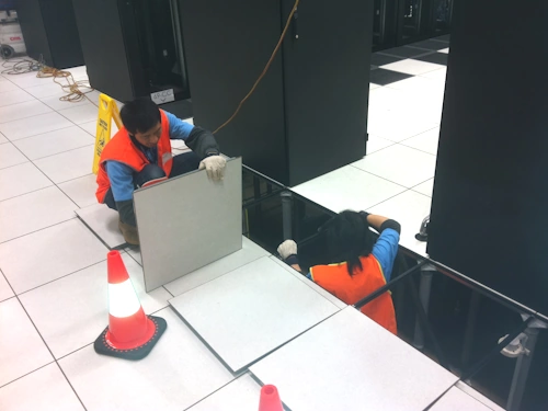 Data centre sub-floor cleaning group