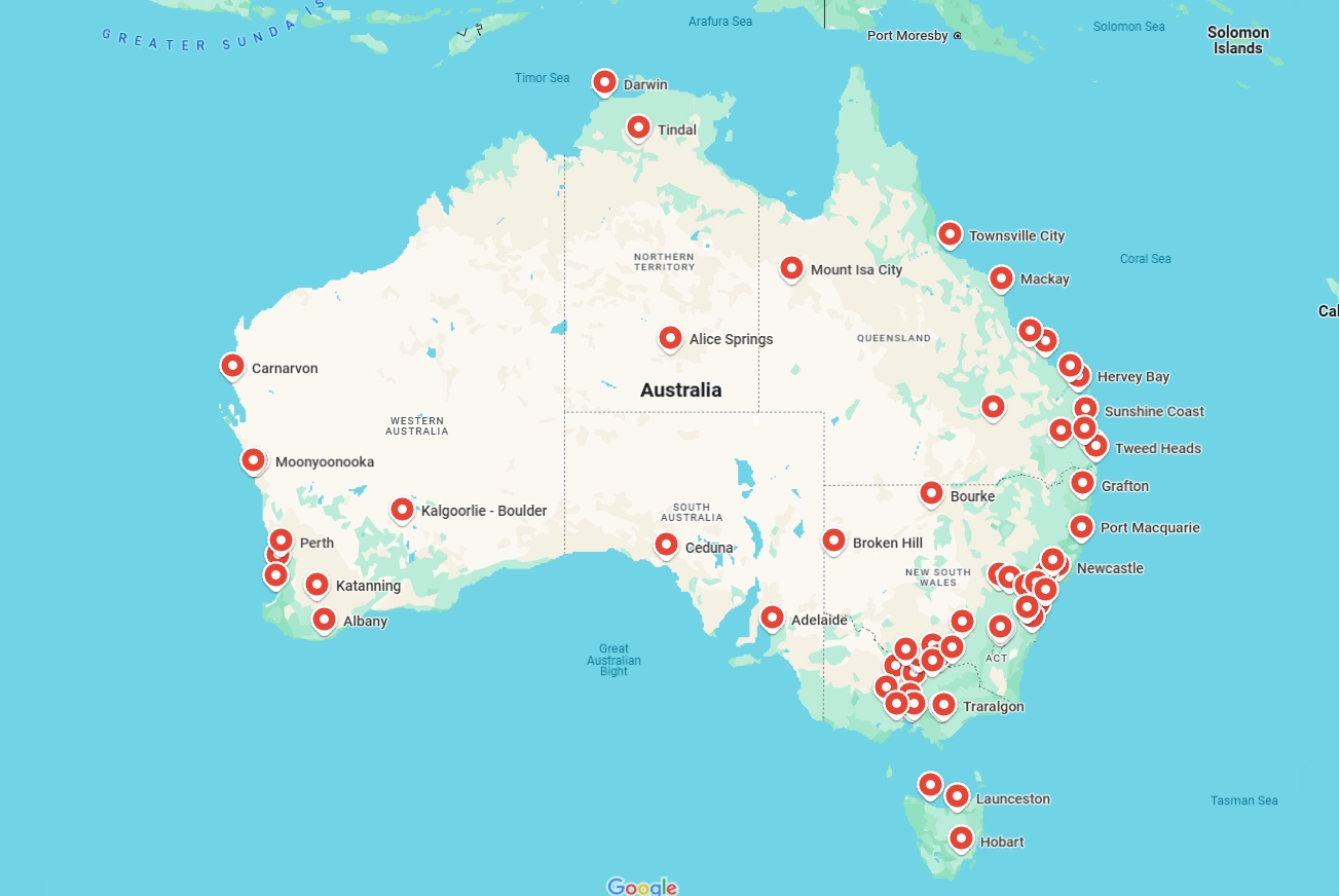 Regional ares serviced by BACS